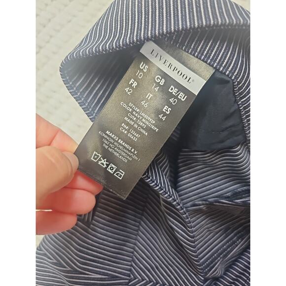 Liverpool Pants Womens 10 Navy Ministripe Bootcut Trousers Style #LM5099ZP - Picture 6 of 10